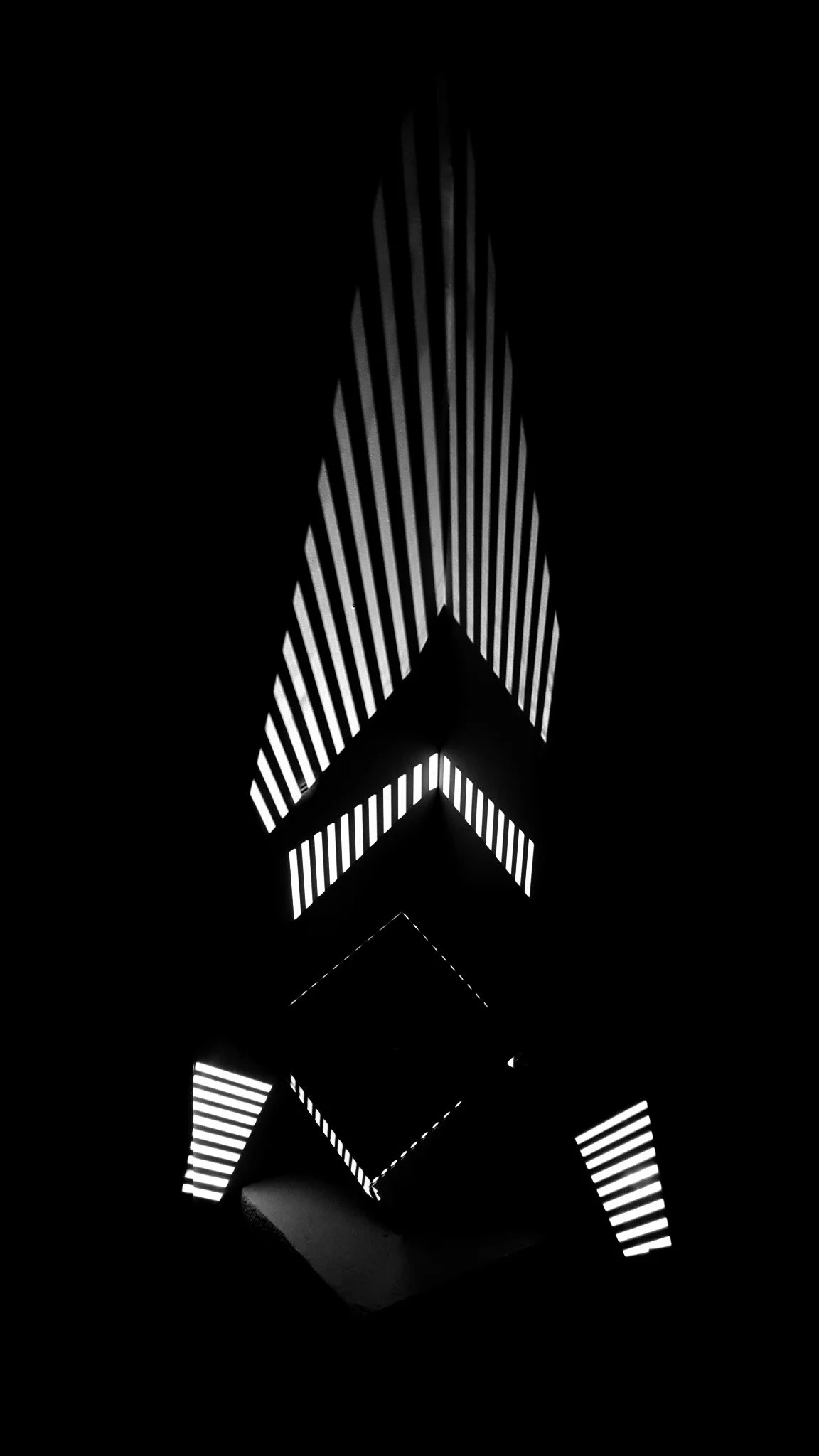 Striped light study on dome mirror, 2