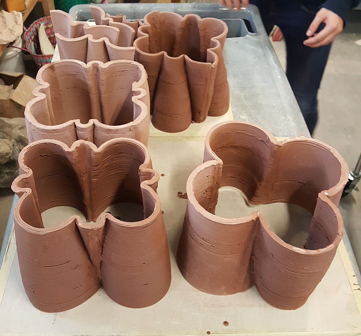 Printed brick studies on the worktable